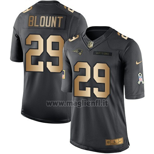 Maglia NFL Gold Anthracite New England Patriots Blount Salute To Service 2016 Nero